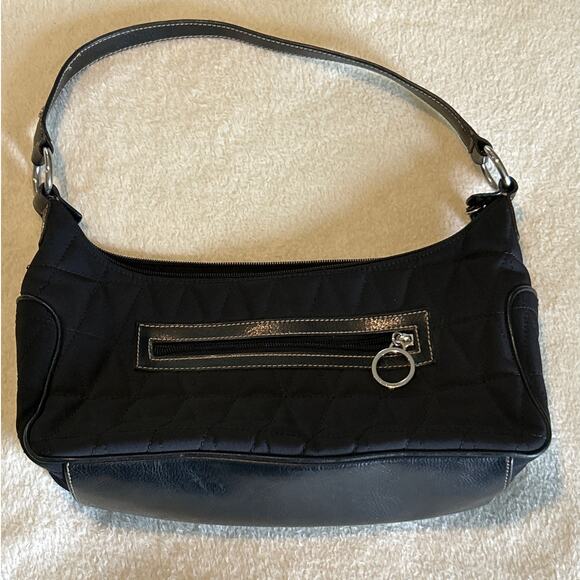 Franco Sarto Purse Black Quilted Handbag Smartlyte Zip Pockets READ - Picture 1 of 12